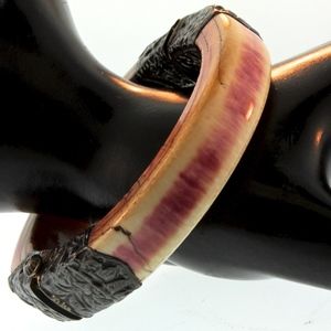 Vtg Pre-Ban Ivory Henna Dyed Hinged BRACELET